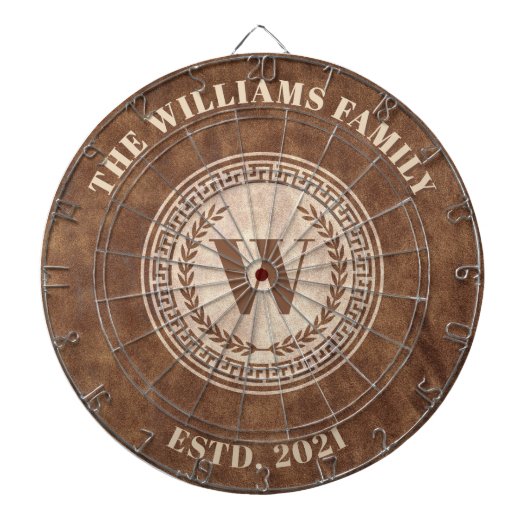 Monogram Familienaam Crest Dartbord (Voorkant)
