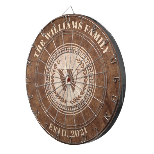 Monogram Familienaam Crest Dartbord (Voorkant Rechts)