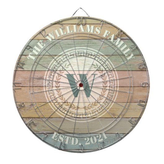 Monogram Familienaam  Crest Dartbord (Voorkant)