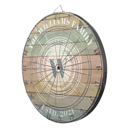 Monogram Familienaam  Crest Dartbord (Voorkant Rechts)