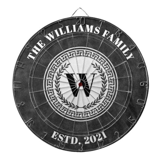 Monogram Familienaam  Crest Dartbord (Voorkant)