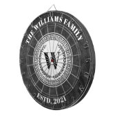 Monogram Familienaam  Crest Dartbord (Voorkant Rechts)
