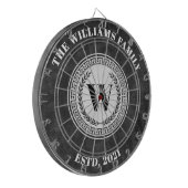 Monogram Familienaam  Crest Dartbord (Voorkant Links)
