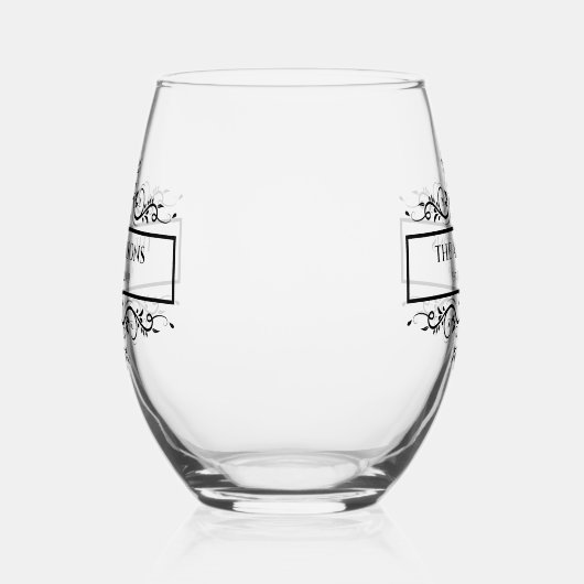 Monogram familienaam  datum wijnglas zonder voet (Links)