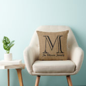 Monogram Familienaam Faux Burlap Sierkussen (Stoel)