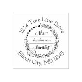 Monogram Familienaam Floral Heart Wreath Rubberstempel (Afrduk)