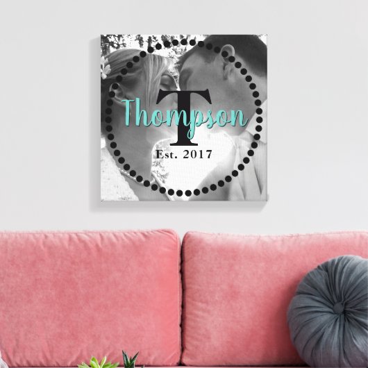 Monogram familienaam foto canvas afdruk (Insitu (Woonkamer))