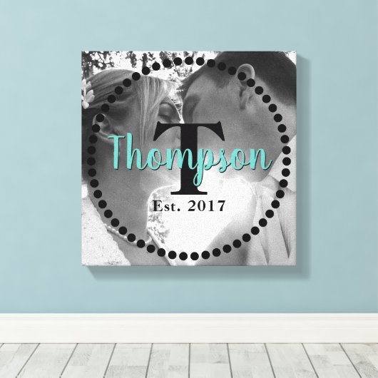 Monogram familienaam foto canvas afdruk (Insitu (Houten vloer))