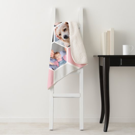 Monogram familienaam Geometrisch 6 Fotocollage Sherpa Deken (In situ)