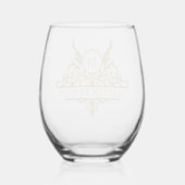 Monogram familienaam  gepersonaliseerd wijnglas zonder voet (Achterkant)