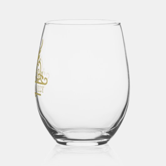 Monogram familienaam  gepersonaliseerd wijnglas zonder voet (Links)