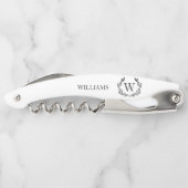 Monogram familienaam Laurel Crest Kurkentrekker (Achterkant)