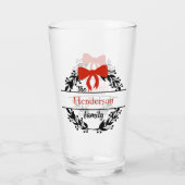 Monogram Familienaam Red Black WreatBar-bril Glas (Achterkant)