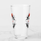Monogram Familienaam Red Black WreatBar-bril Glas (Links)