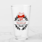 Monogram Familienaam Red Black WreatBar-bril Glas (Voorkant)