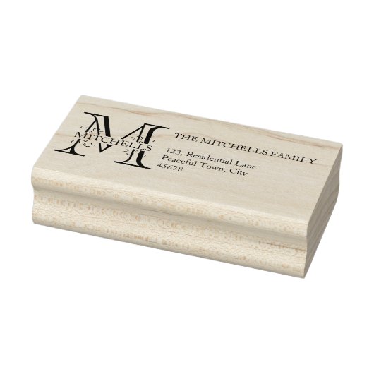  Monogram Familienaam Retouradres Rubberstempel (Stempel)