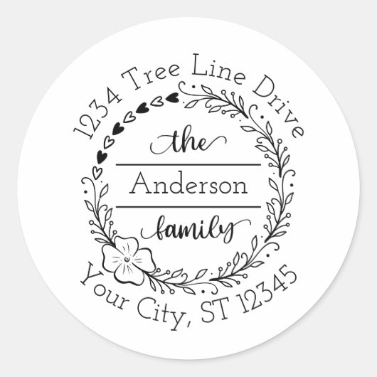 Monogram Familienaam Return Address Envelope Seal Ronde Sticker (Voorkant)