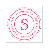 monogram familienaam Ronde Return-adres Zelfinktende Stempel (Design)