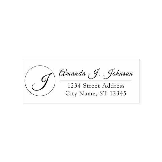 Monogram familienaam RSVP Adress Professional Rubberstempel (Afrduk)