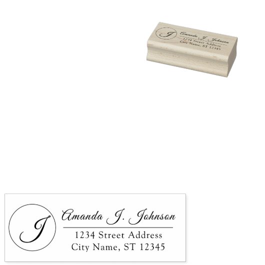 Monogram familienaam RSVP Adress Professional Rubberstempel (Gestempeld)