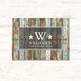 Monogram Familienaam Rustic Boho Wood Beach House Deurmat