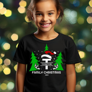 Monogram Familienaam Santa Hat Jaar Kerstmis T-shirt