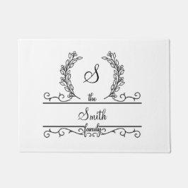 Monogram familienaam Script lettertype Bladeren Deurmat