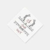 Monogram familienaam Script lettertype Bladeren Servet (Hoek)