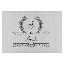 Monogram familienaam Script lettertype Bladeren Snijplank