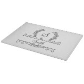 Monogram familienaam Script lettertype Bladeren Snijplank (Hoek)