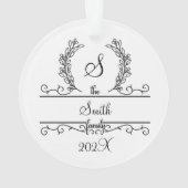 Monogram familienaam script lettertype bladeren va ornament (achterkant)