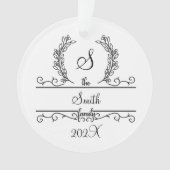 Monogram familienaam script lettertype bladeren va ornament (voorkant)