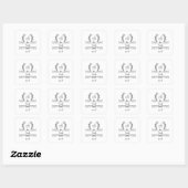 Monogram familienaam Script lettertype Bladeren Vierkante Sticker (Vel)