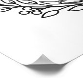 Monogram Familienaam WreatBlack White Leaves Poster (Hoek)