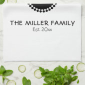 Monogram | Familienaam | Zwart-witmeeuw Theedoek (Gevouwen)