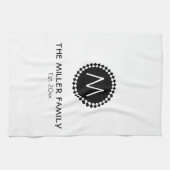 Monogram | Familienaam | Zwart-witmeeuw Theedoek (Horizontaal)