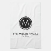 Monogram | Familienaam | Zwart-witmeeuw Theedoek (Verticaal)