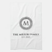 Monogram | Familienaam | Zwart-witmeeuw Theedoek (Verticaal)
