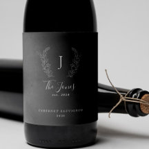 Monogram familienaam zwarte en witte sjabloon