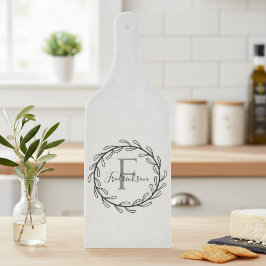 Monogram Family Name Olive Branch Wreath Snijplank