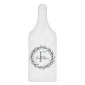 Monogram Family Name Olive Branch Wreath Snijplank (Voorkant)