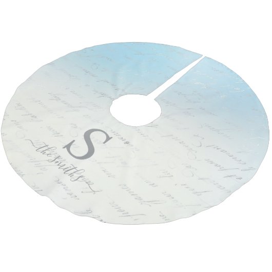 Monogram Family White Blue Pattern Kerstmis Kerstboom Rok (Gekanteld)