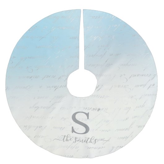 Monogram Family White Blue Pattern Kerstmis Kerstboom Rok (Voorkant)