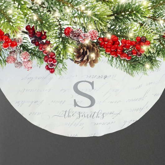 Monogram Family White Blue Pattern Kerstmis Kerstboom Rok