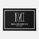 Monogram Family Year Established Black White Deurmat (Voorkant)