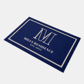 Monogram Family Year Navy Blue Champagne Deurmat (Schuin)