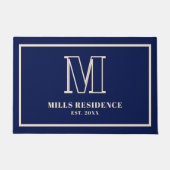 Monogram Family Year Navy Blue Champagne Deurmat (Voorkant)