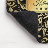 Monogram Fancy goudkleurige zwarte goudkleurige go Muismat (Hoek)