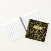 Monogram Fancy goudkleurige zwarte goudkleurige go Notitieboek (Binnen)