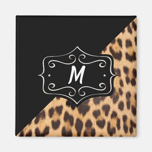 Monogram Fancy Lopard Print Magnet (Voorkant)